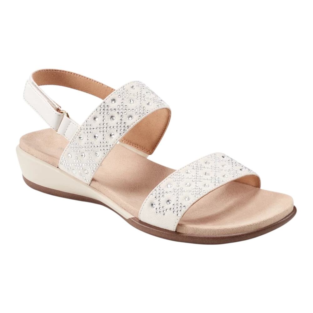 Easy Spirit Women's Haisley Embellished Slingback Sandals Ivory Size 8 1/2